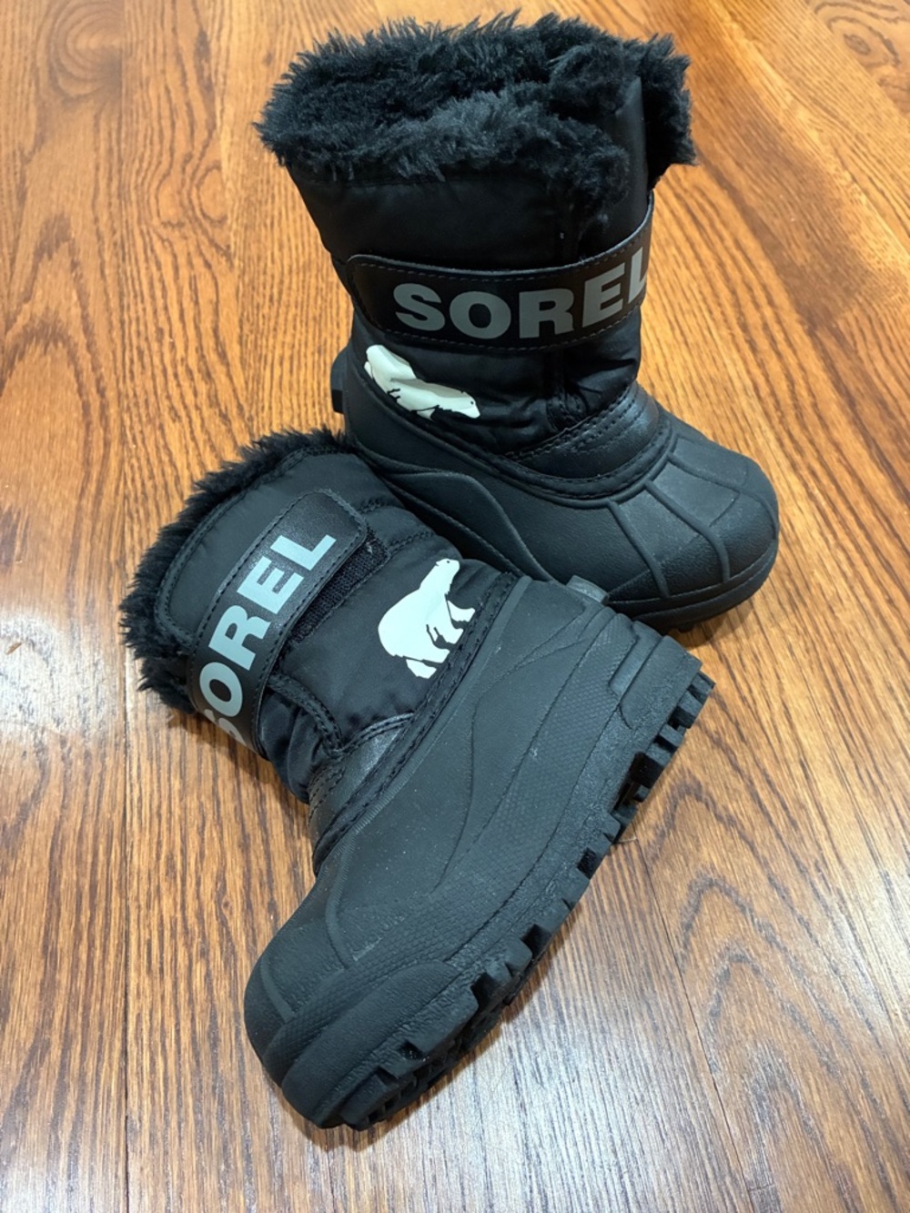 Sorel Black Kids Snow Boots with Faux-Fur